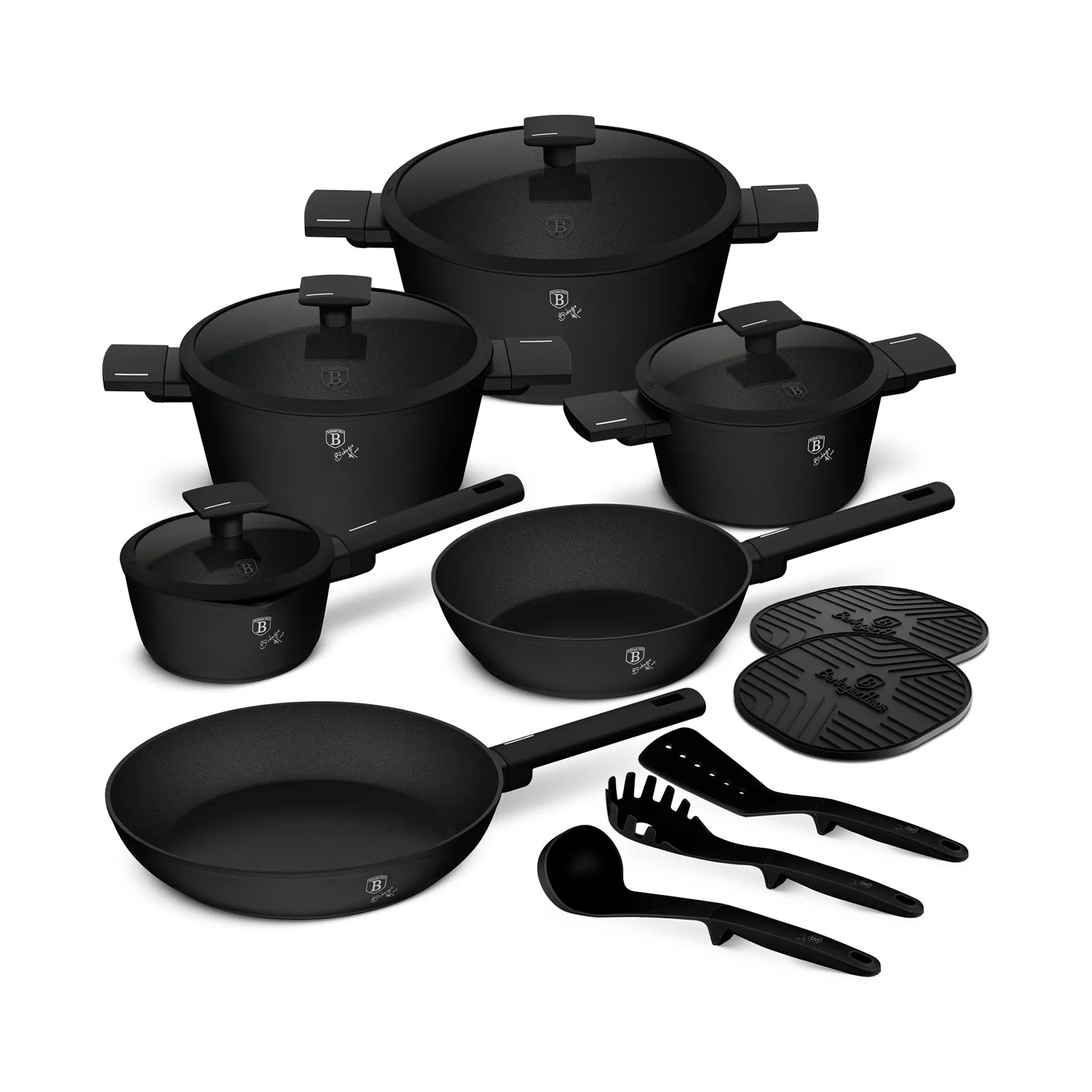 Berlinger 15 pcs cookware set, Matt Black Collection
