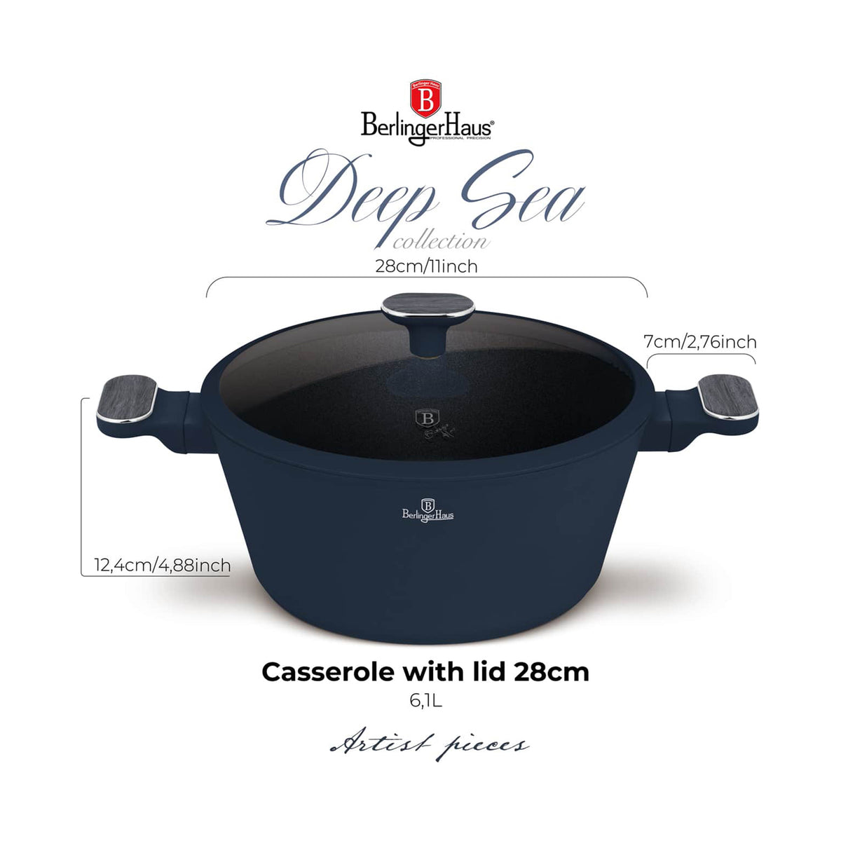 Berlinger Casserole with lid, 28cm, Deep Sea Collection