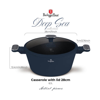 Berlinger Casserole with lid, 28cm, Deep Sea Collection BERLINGER HAUS