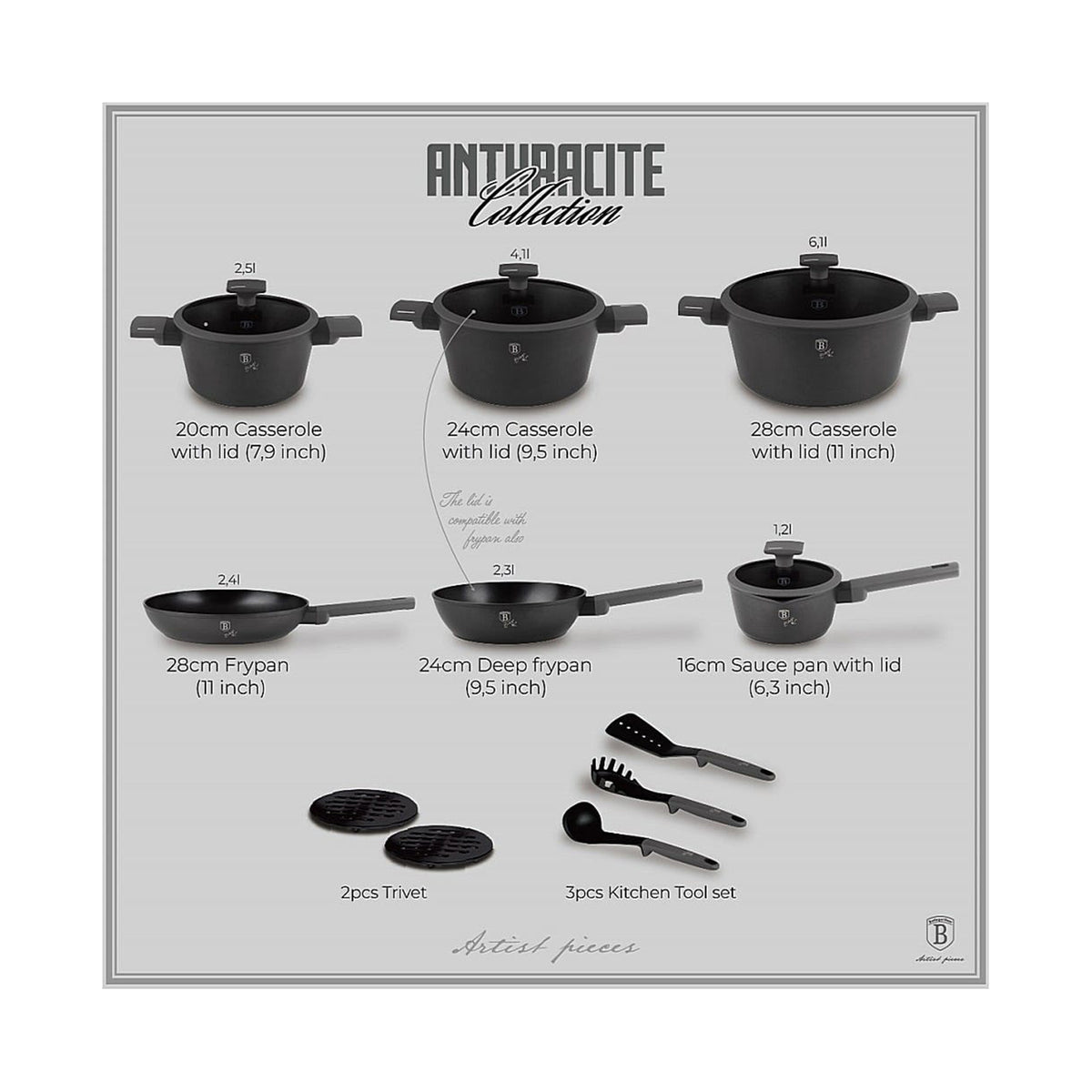 Berlinger 15 pcs cookware set, Deep Sea Collection