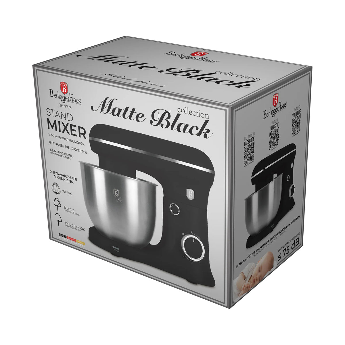 Berlinger Stand Mixer, 1500W Black Vantage/Matte Black BERLINGER HAUS