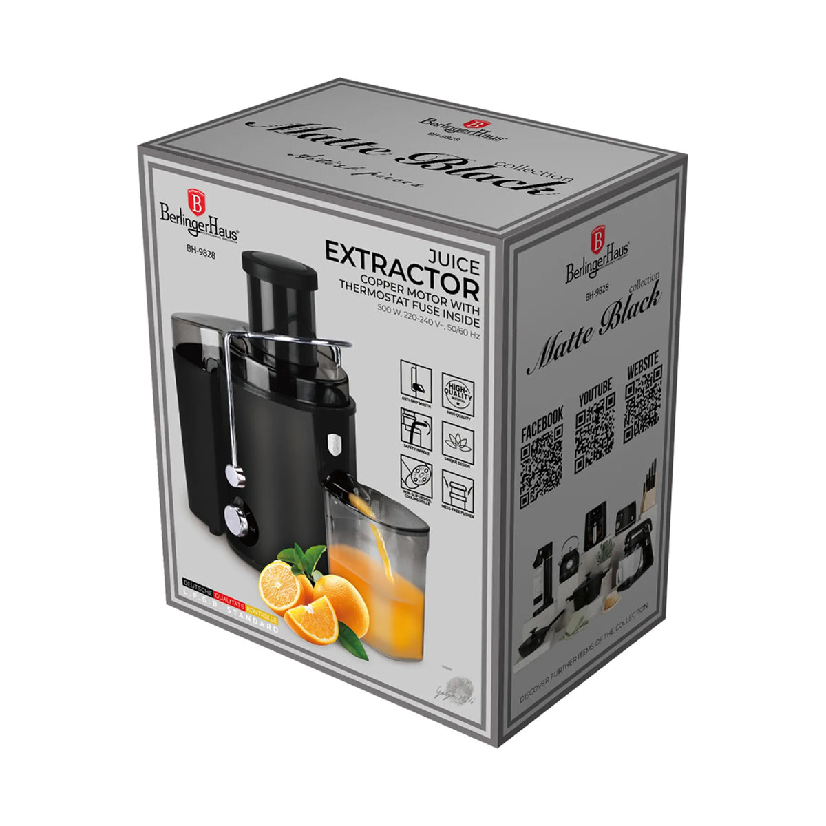 Berlinger Juice extractor, 500W Black Vantage/Matte Black BERLINGER HAUS