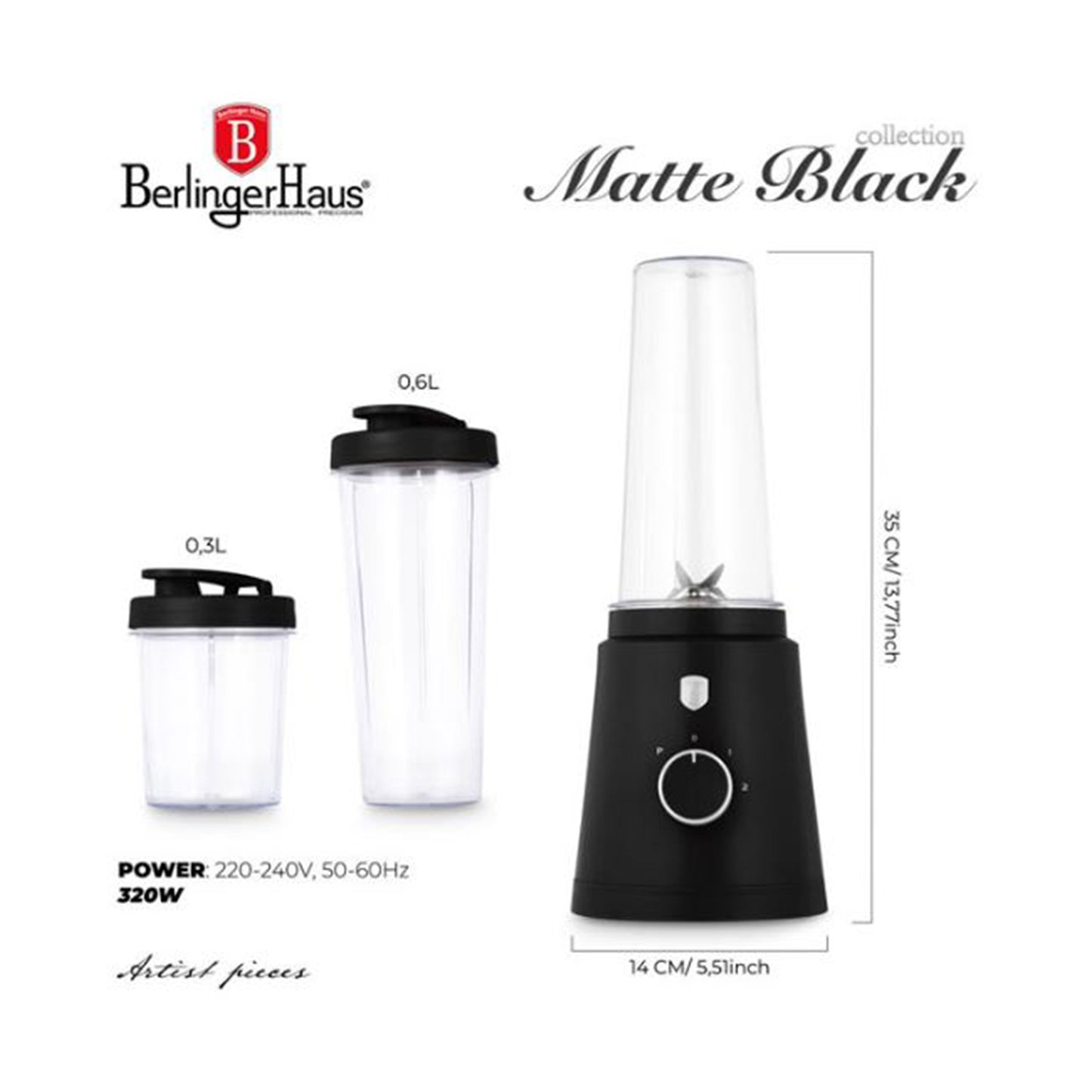 Berlinger Smoothie maker, 320W  Black Vantage BERLINGER HAUS