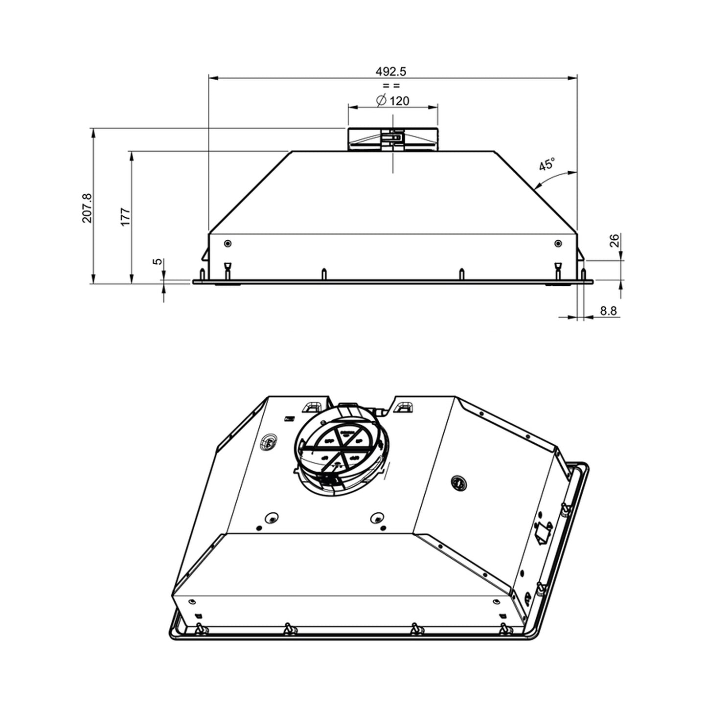 GORENJE Built in Hood 60Cm 370 M3/H Inox