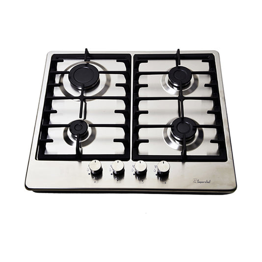 SUPER CHEF Hob 60Cm 4 Gas Burners Cast Iron Inox