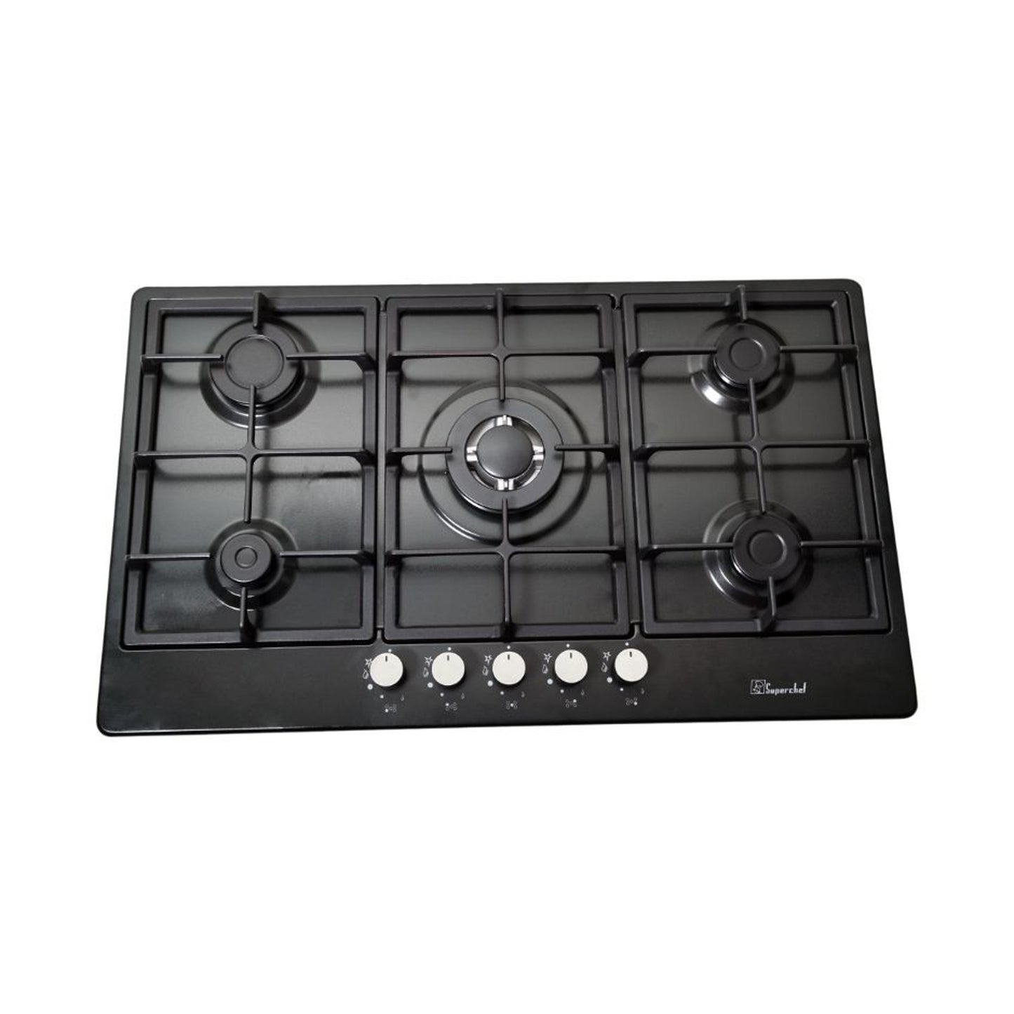 SUPER CHEF Hob 90Cm 5 Gas Burners Cast Iron BLACK