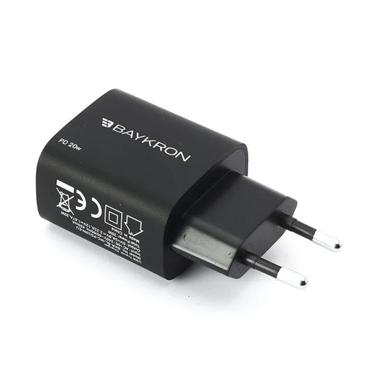 BAYKRON CHARGER USB-C PD 20W EU OUTLET , BLACK