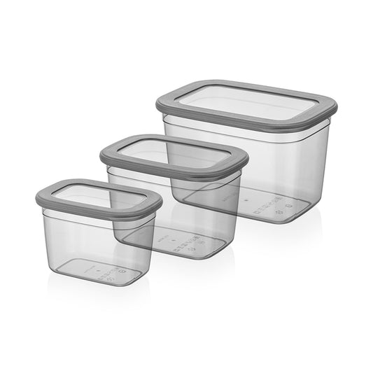 Food Container Plastic set 3 pcs 600ml x1.3Lx2.3L.