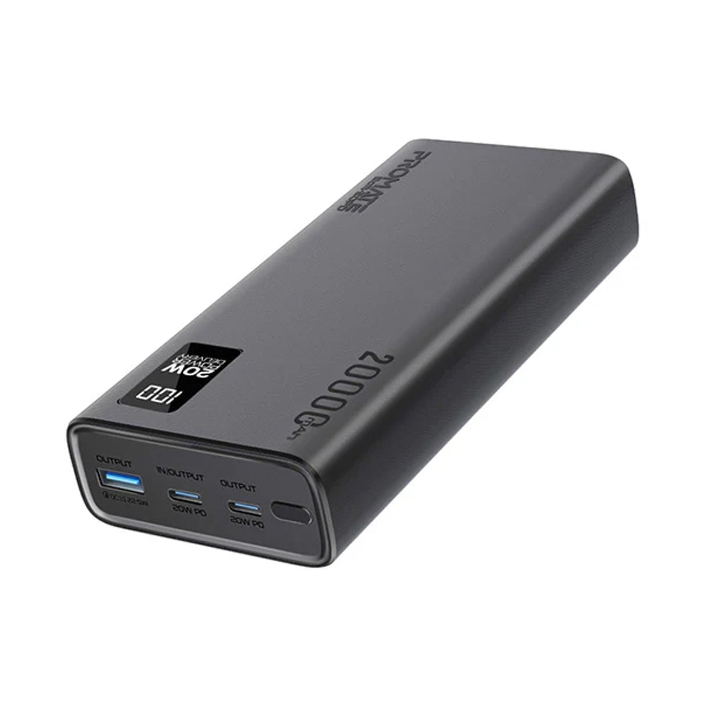 PROMATE POWER BANK 20PD-20W DUAL USB-C & 22.5W USB-A - BLACK