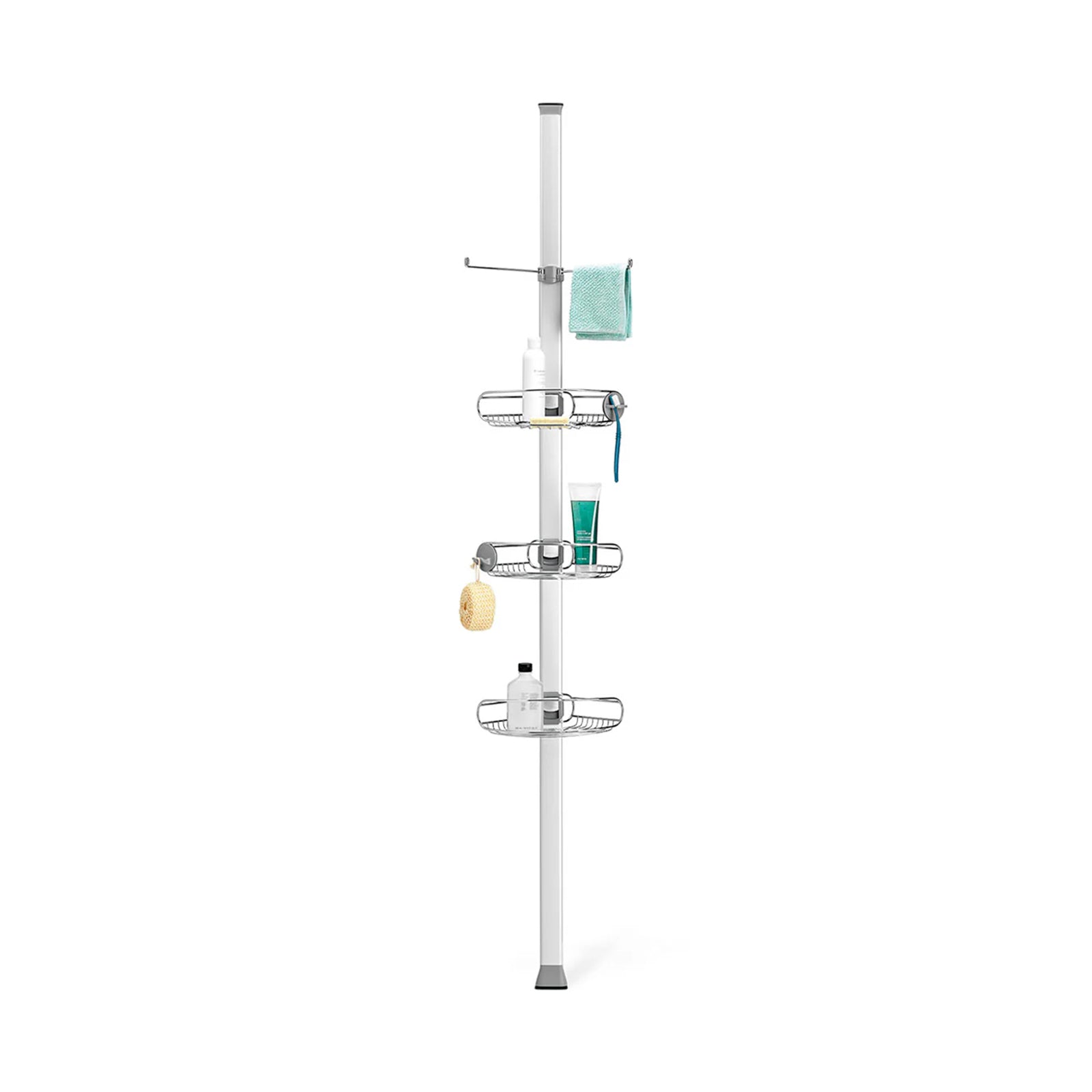 Tension Shower Caddy_Brushed Steel & Aluminium