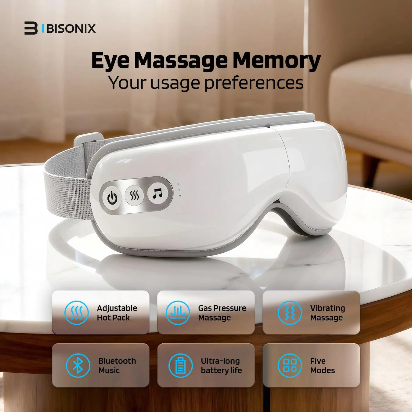 Eye Massager With Music & heat therapy Bisonix