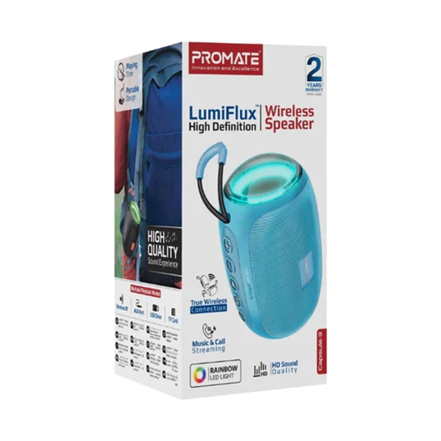 PROMATE LUMIFLUX HIGH-DEFINITION WIRELESS SPEAKER - BLUE