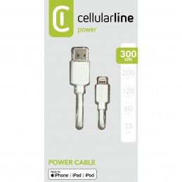 CELLULARLINE DATA CABLE USB - LIGHTNING USB 3M WHITE