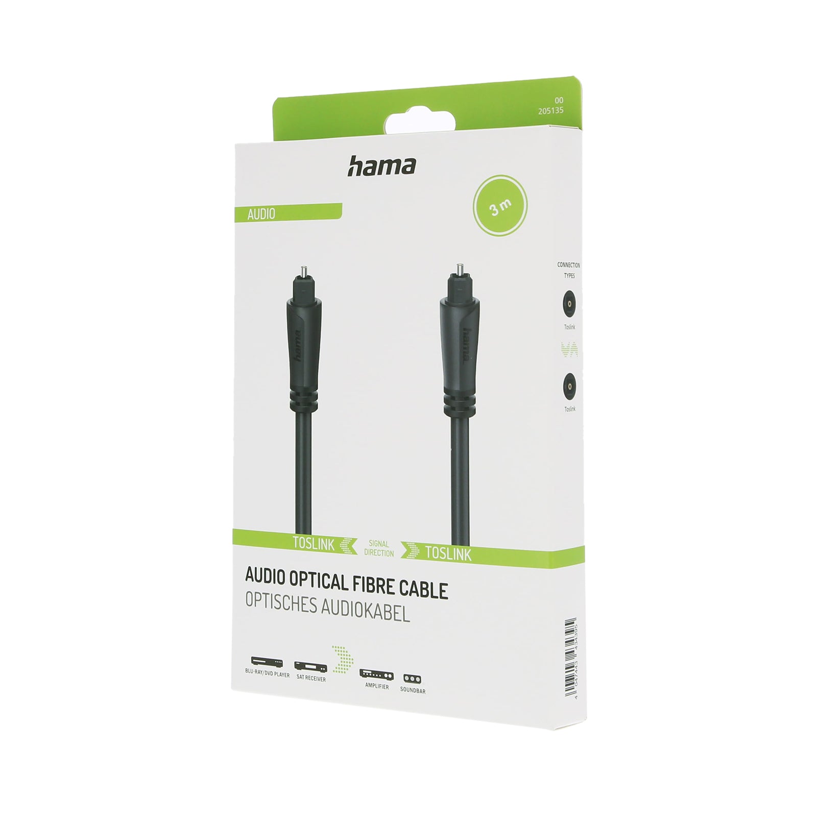 HAMA 205135 Audio Optical Fibre Cable, ODT Plug (T