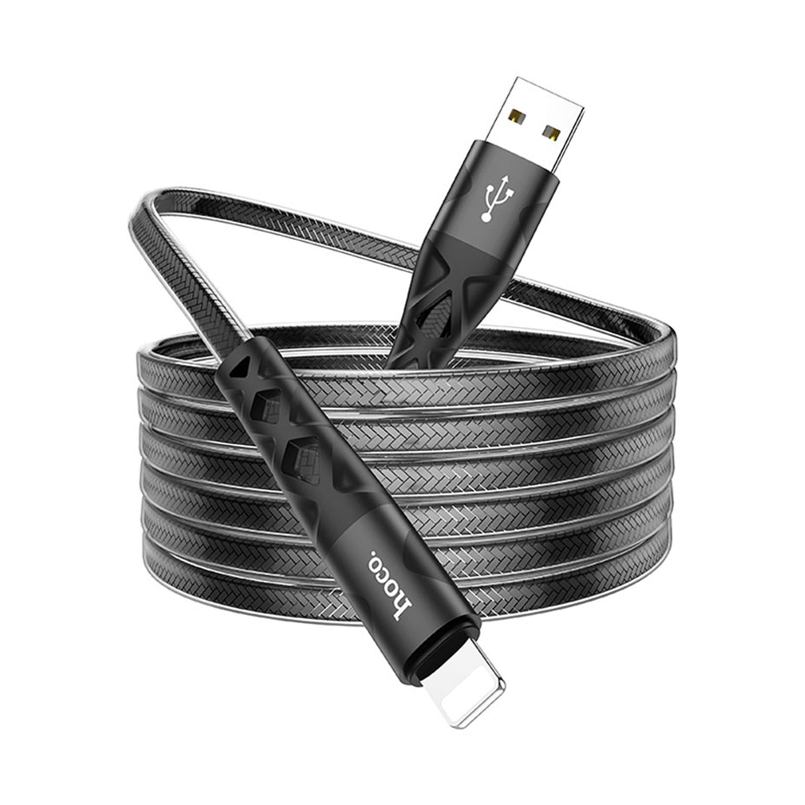 HOCO U105 TREASURE JELLY BRAIDED CABLE FOR IPHONE BLACK