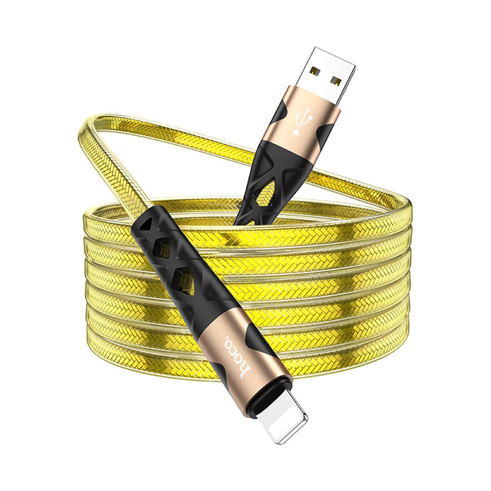 HOCO U105 TREASURE JELLY BRAIDED CABLE FOR IPHONE GOLD