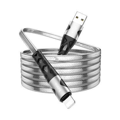 HOCO U105 TREASURE JELLY BRAIDED CABLE FOR IPHONE SILVER