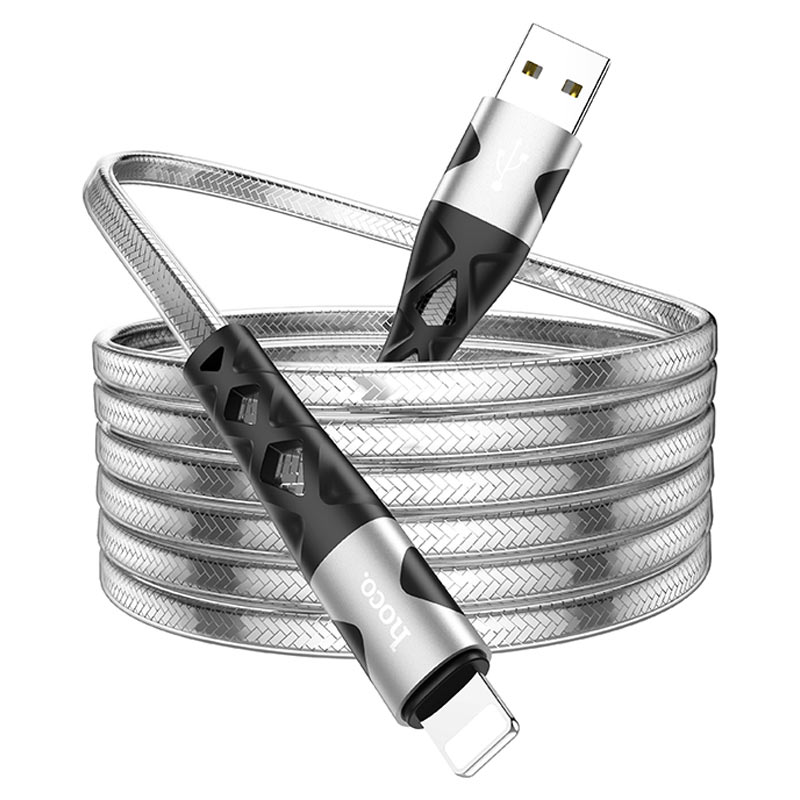 HOCO U105 TREASURE JELLY BRAIDED CABLE FOR MICRO SILVER