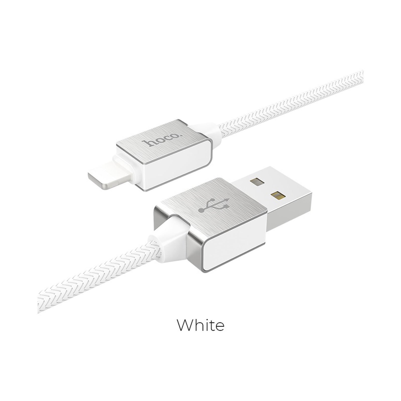 HOCO U49 METAL DATA CABLE LIGHTNING WHITE