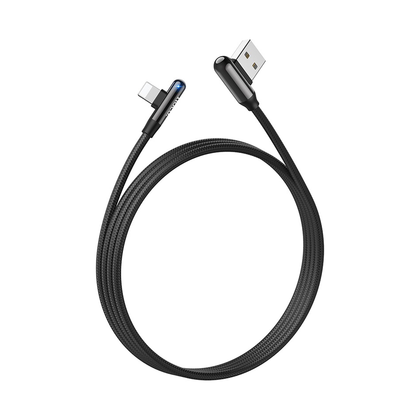 HOCO EXCELLENT ELBOW CHARGING DATA CABLE - LIGHTINING BLACK