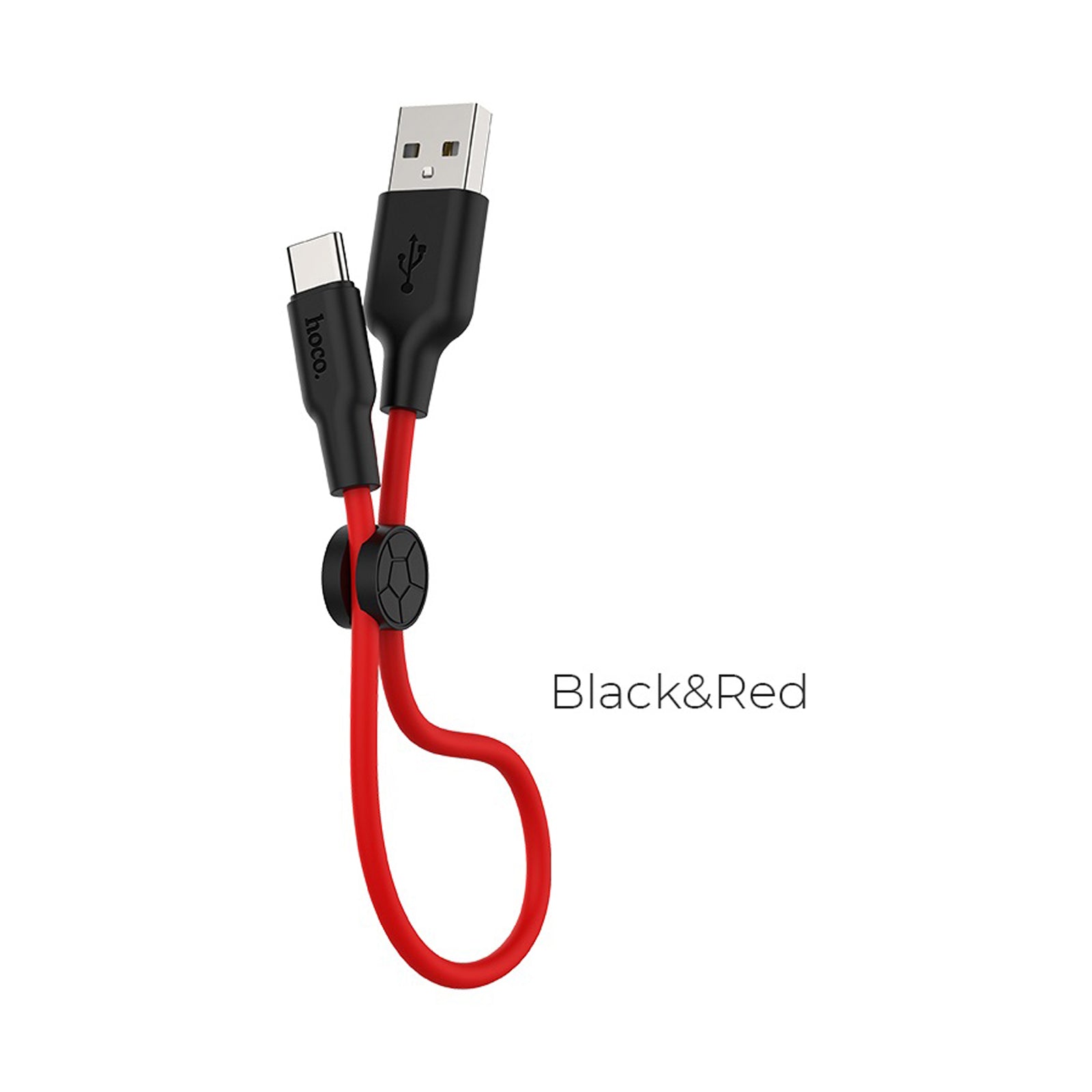 HOCO X21 PLUS SILICONE CHARGING CABLE IOS - BLACK & RED