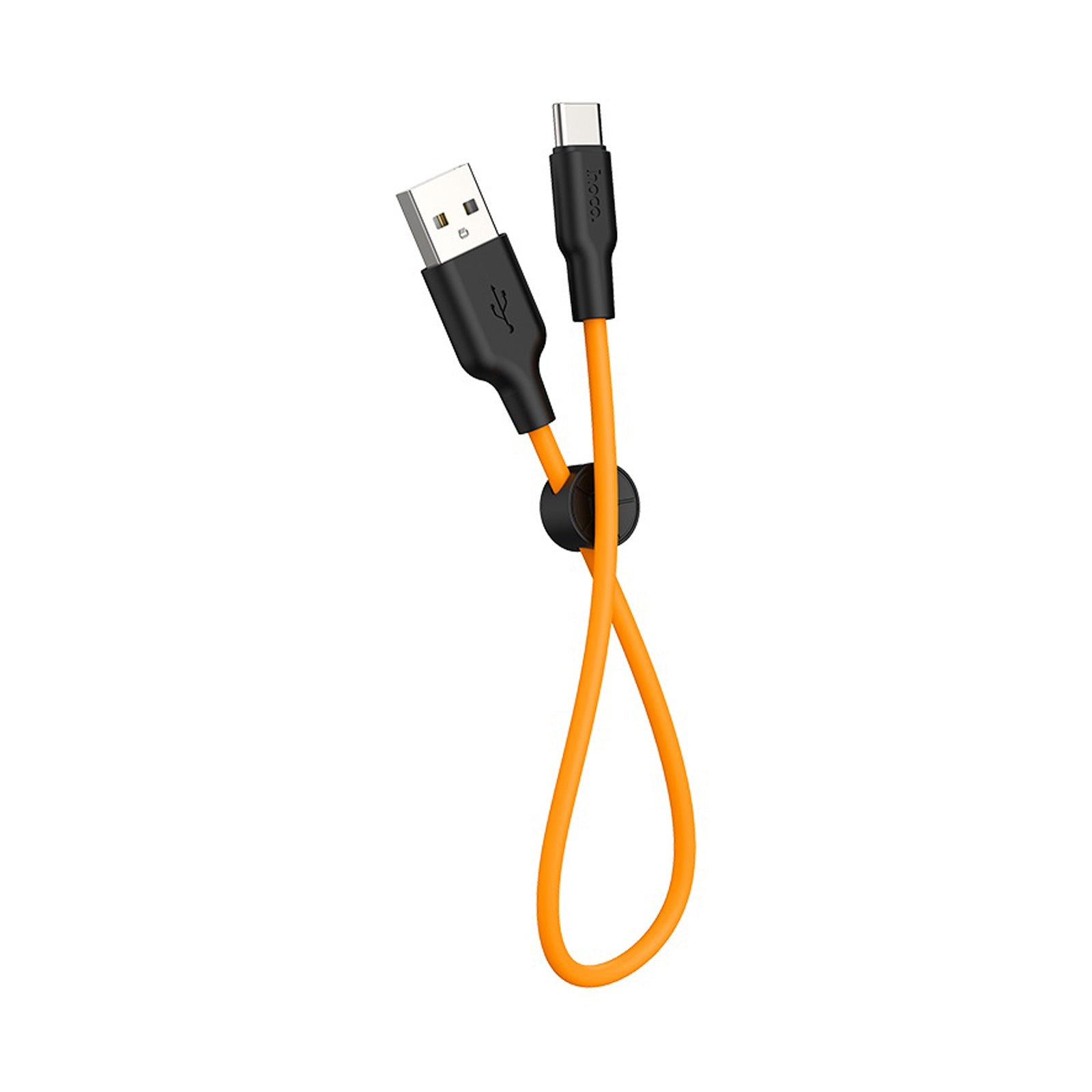 HOCO X21 PLUS SILICONE CHARGING CABLE TYPE-C - BLACK&ORANGE