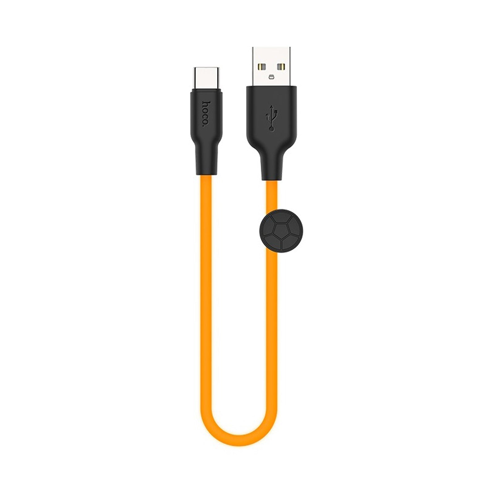HOCO X21 PLUS SILICONE CHARGING CABLE TYPE-C - BLACK&ORANGE