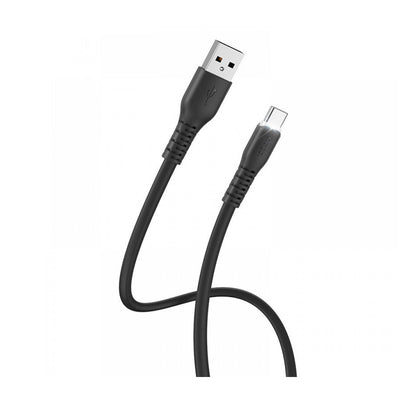 HOCO X44 SOFT SILICONE CHARGING CABLE LTYPE-C - BLACK