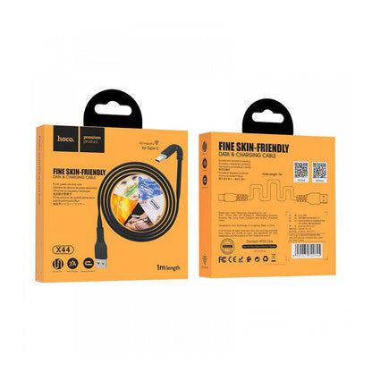 HOCO X44 SOFT SILICONE CHARGING CABLE LTYPE-C - BLACK