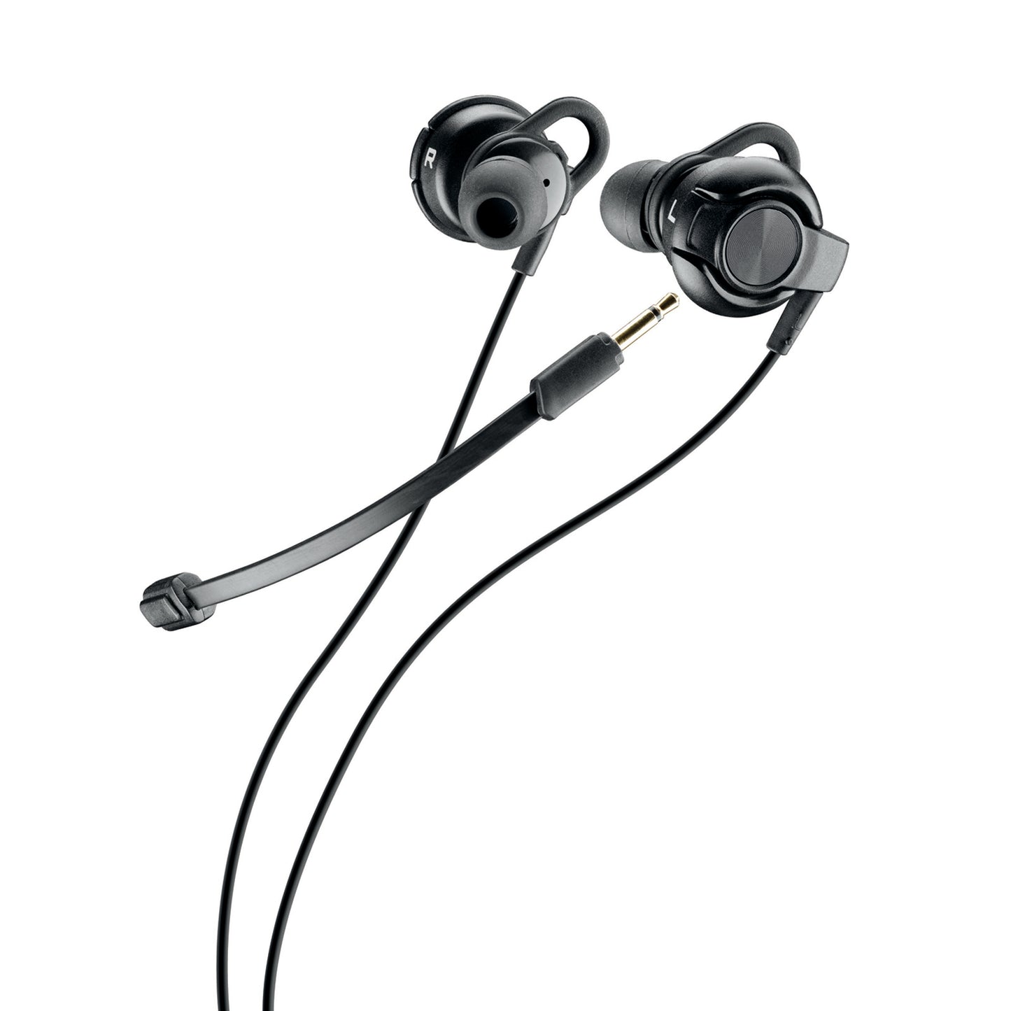 CELLULALRLINE EARPHONES WITH MIC. DISTINCT - BLACK