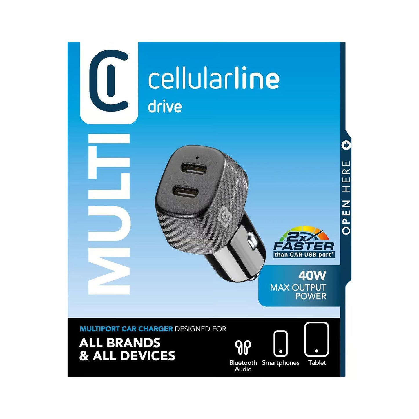 Cellulalrline Cbrusb2Pd40Wk/Car Charger Usbc 20+20W Pd Black