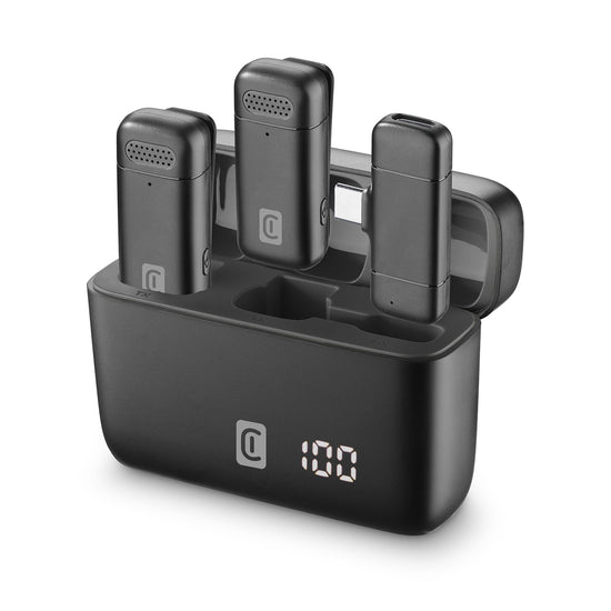 Cellularline Talk Pro Microfono Wireless USB-C Con ENC, Autonomia 6 Ore, Plug-and-play Per Vlog E Videochiamate