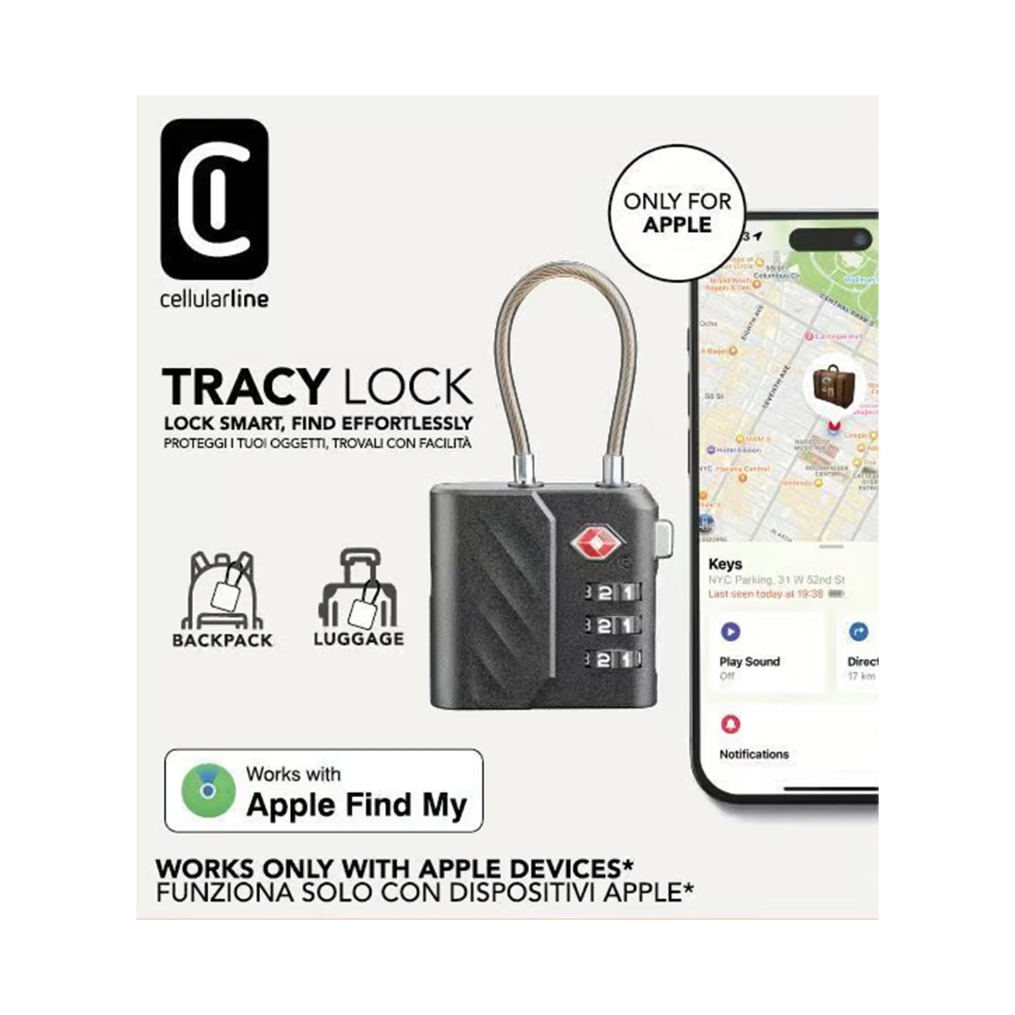 BTTRACYLOCKK /  BLUETOOTH OBJECT FINDER LOCK BLACK