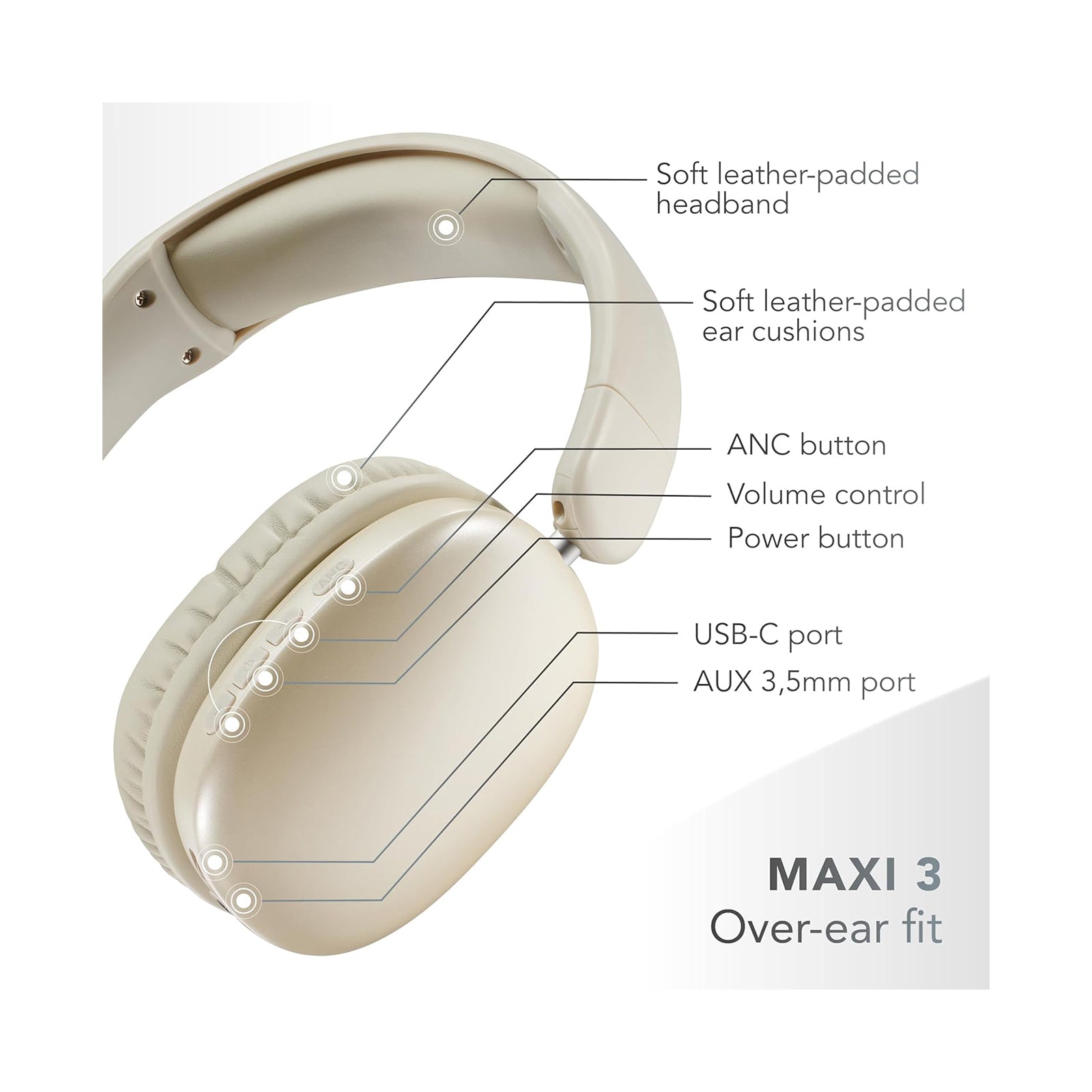 BTHEADBMSMAXI3W / BLUETOOTH HEADPHONES MS MAXI3 WHITE