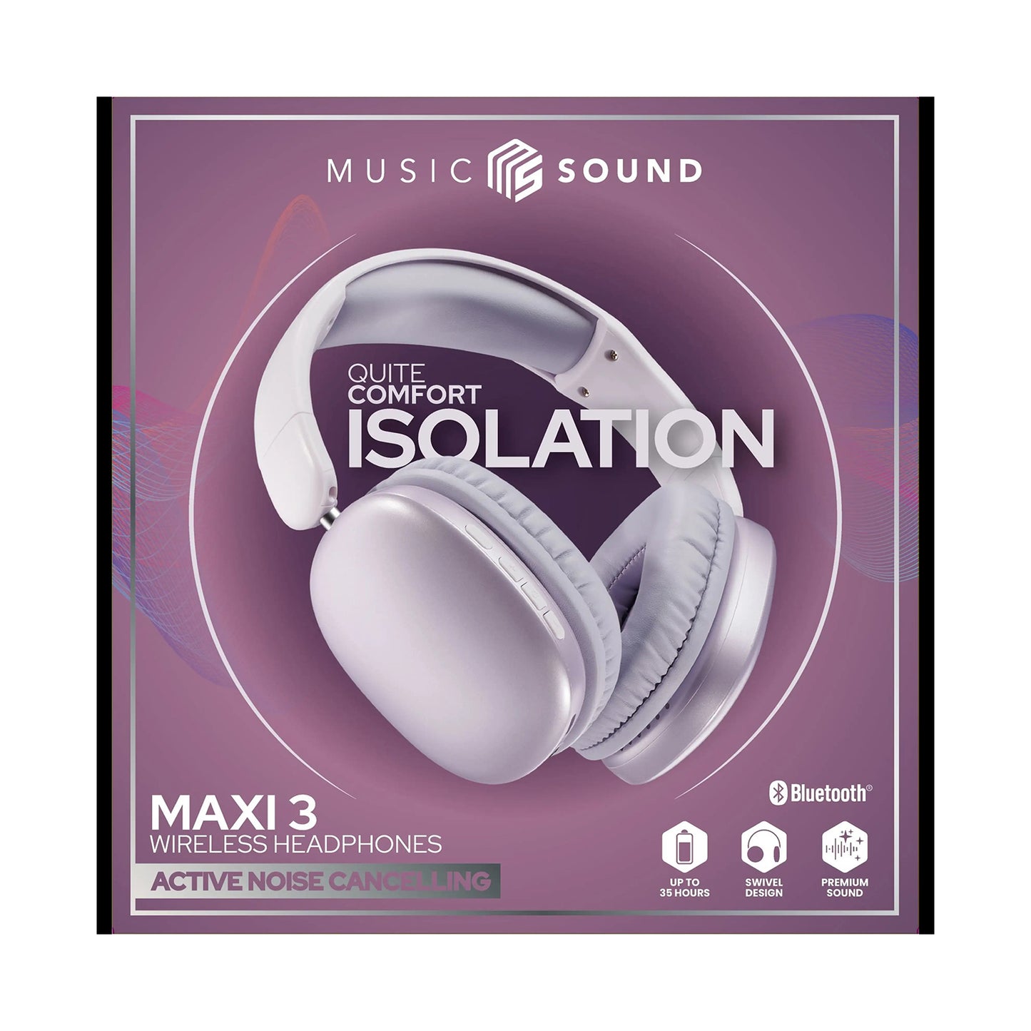 BTHEADBMSMAXI3V / BLUETOOTH HEADPHONES MS MAXI3 PURPLE