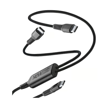 USBDATATWINC2C15MK / CABLE WITH DOUBLE USB-C - 140W BLACK