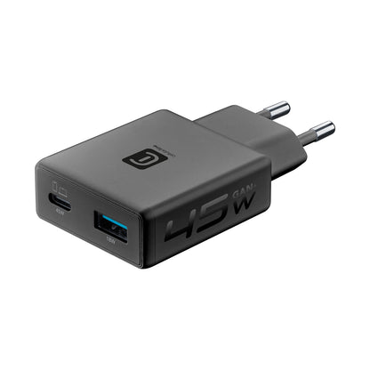 ACHSLIM2USBGAN45WK / WALL CHARGER SLIM DUAL PORT 45W  BLACK