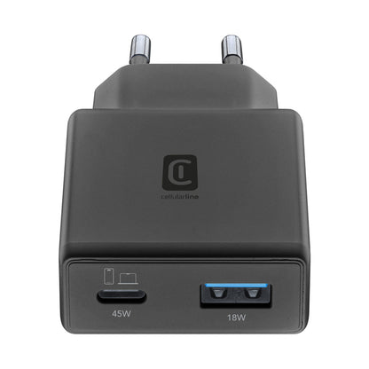 ACHSLIM2USBGAN45WK / WALL CHARGER SLIM DUAL PORT 45W  BLACK