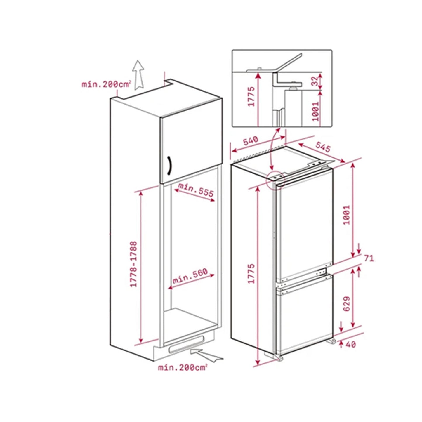 TEKA Refrigerator Built in Bottom Mount No Frost TEKA