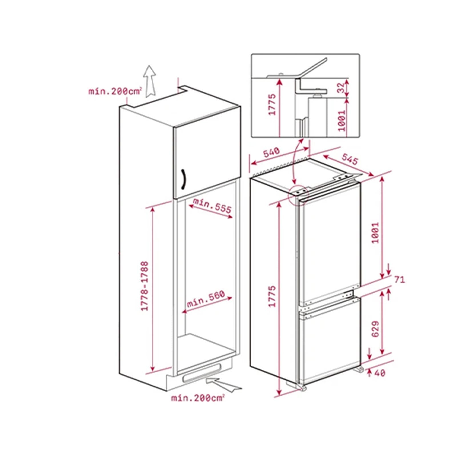 TEKA Refrigerator Built in Bottom Mount No Frost