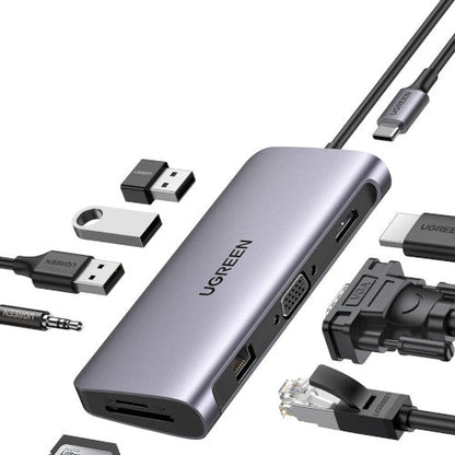 UGREEN 9 IN 1 USB-C HUB SVGA+RJ45+4K HDMI