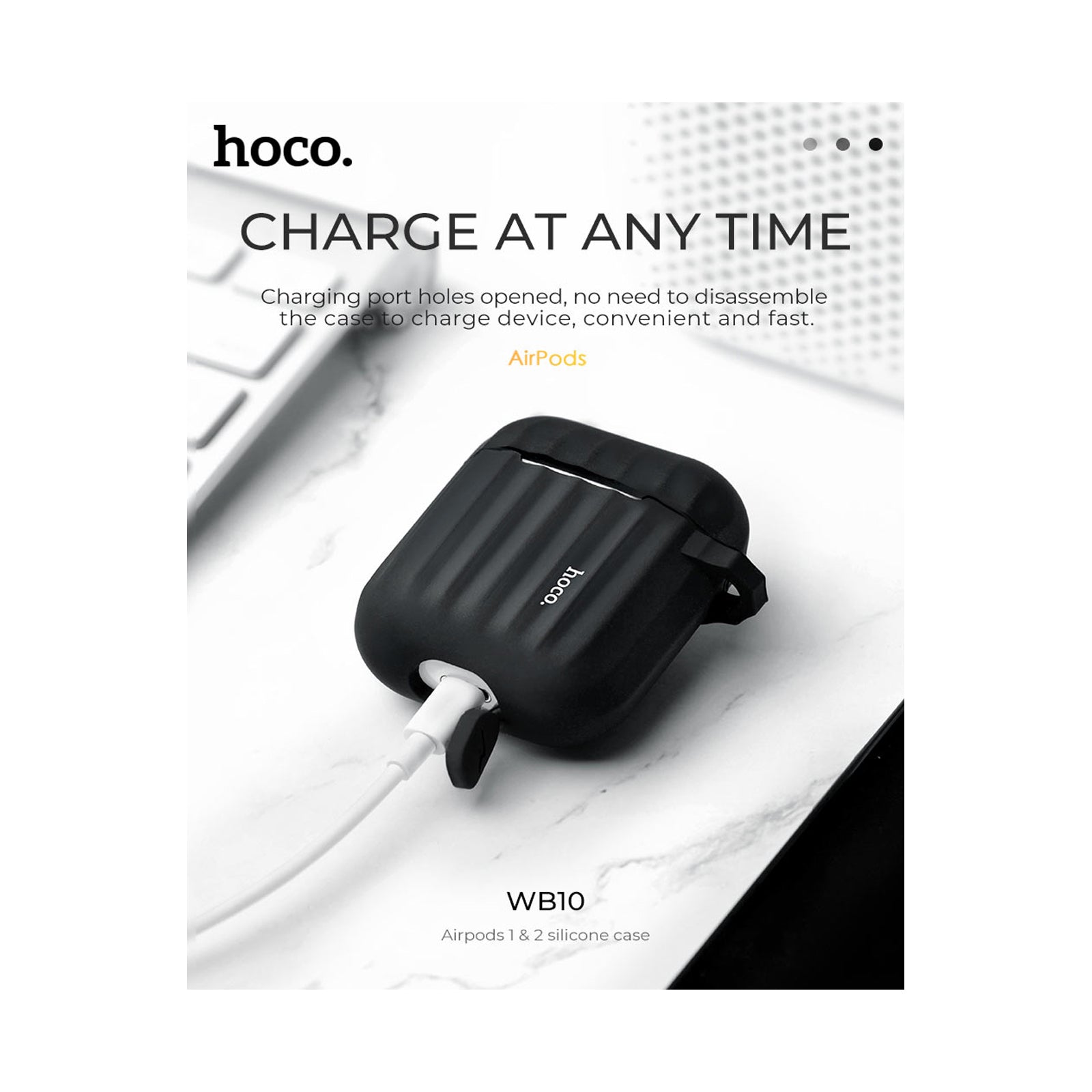 HOCO WB10 AIRPODS 1/2 SILICONE CASE - BLACK