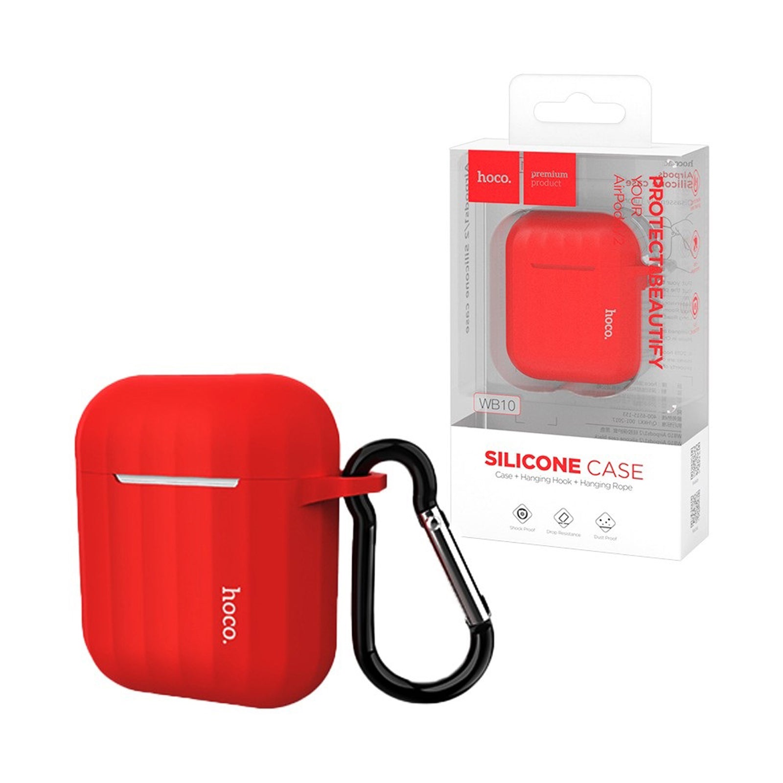 HOCO WB10 AIRPODS 1/2 SILICONE CASE - RED