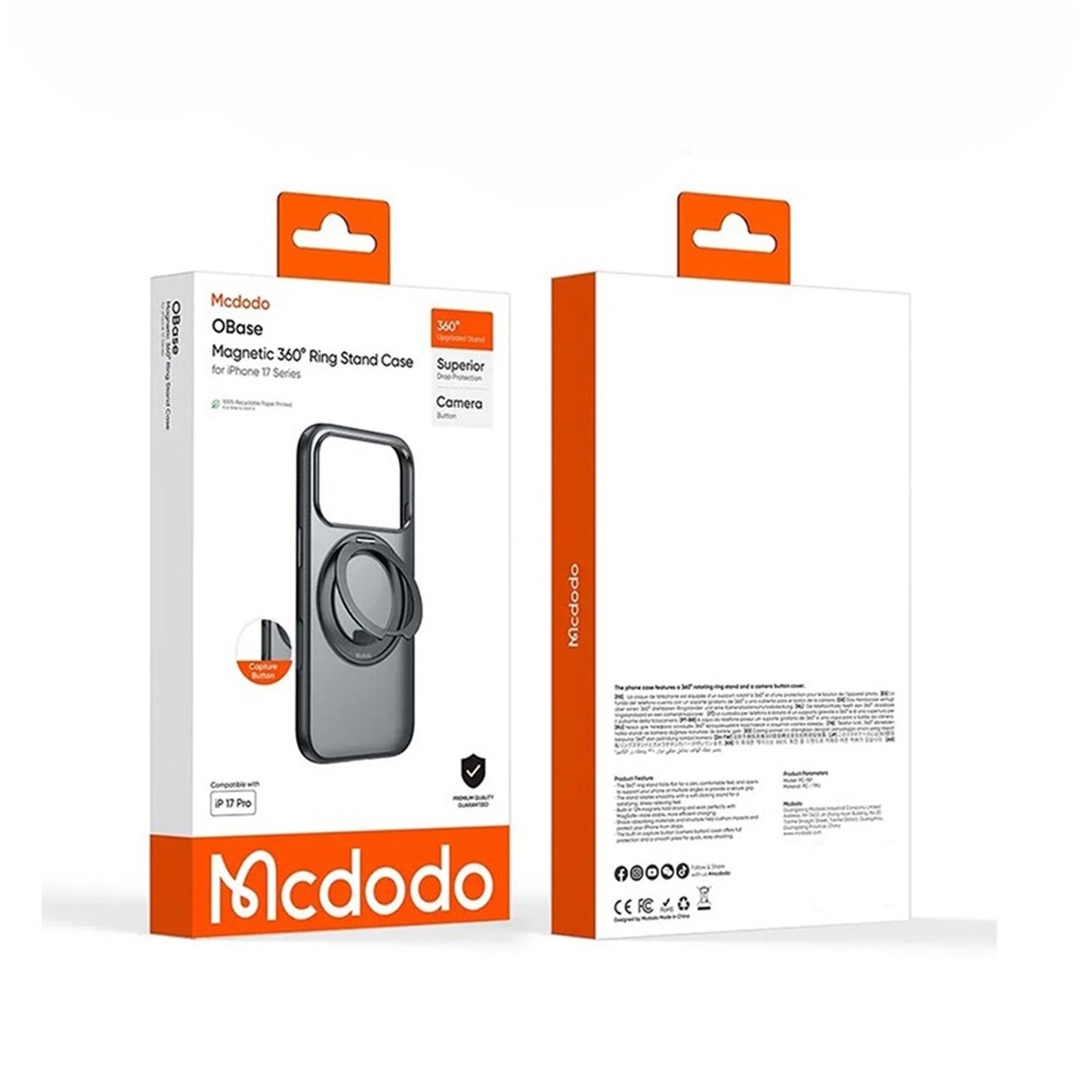 MCDODO PC-1870 MAGNETIC 360 RING STAND CASE IPHONE 17 PRO BL