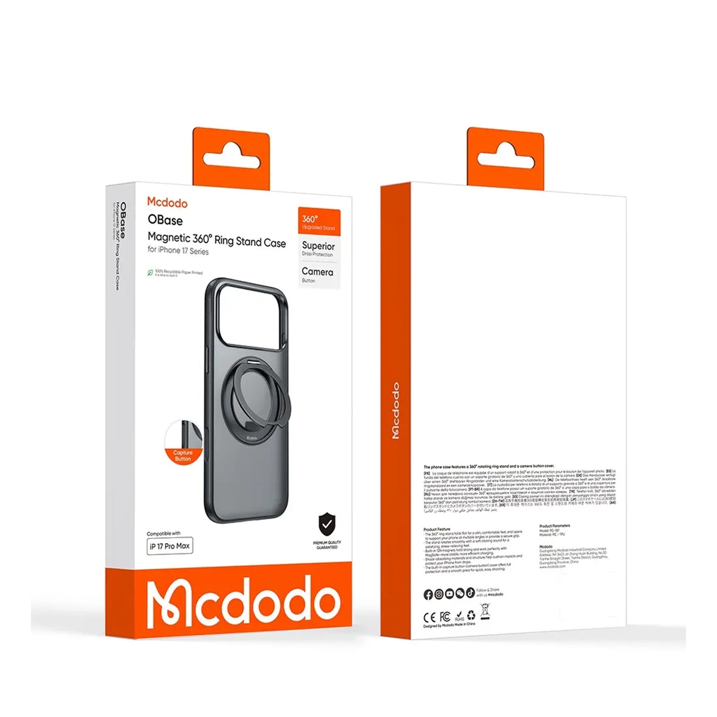 MCDODO PC-1870 360 RING STAND CASE IPHONE 17 PRO MAX  BLACK