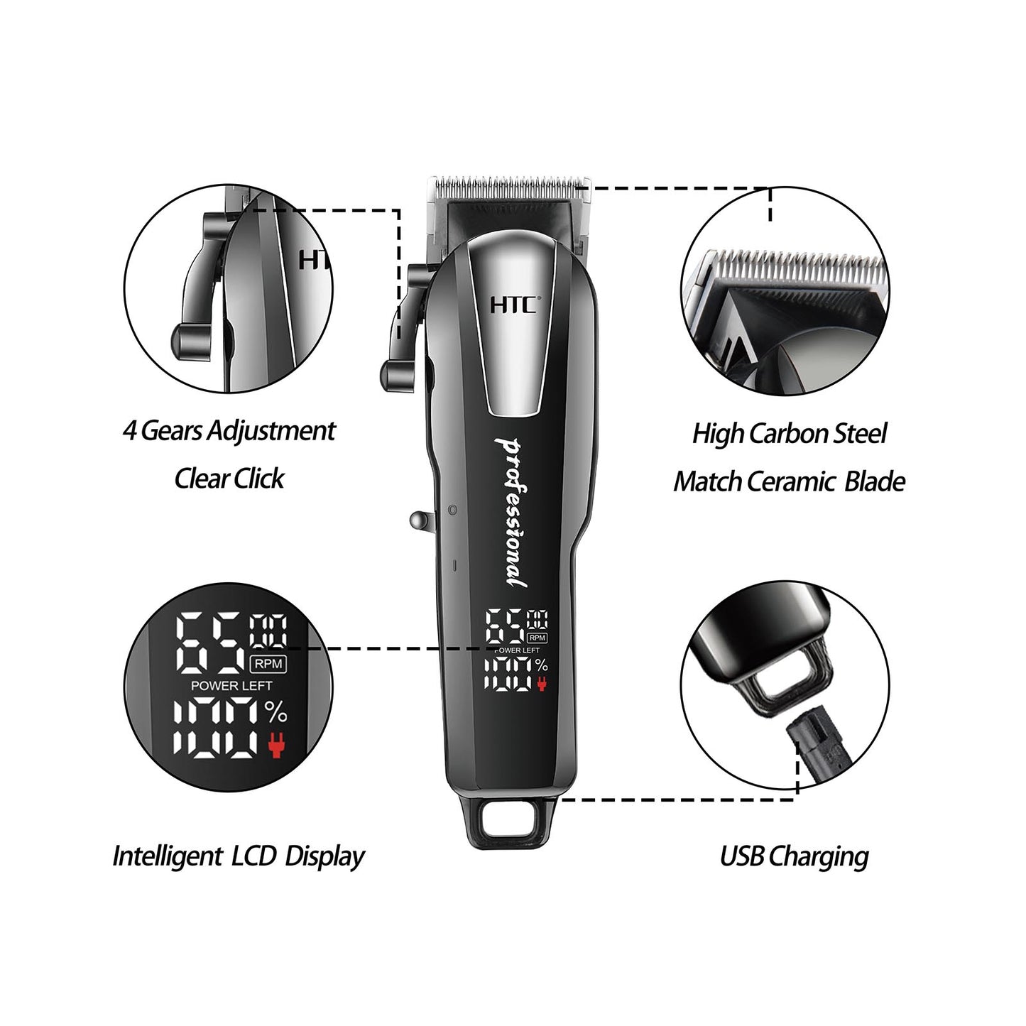 HTC Hair Clipper Barber Luxury Digital Display HTC