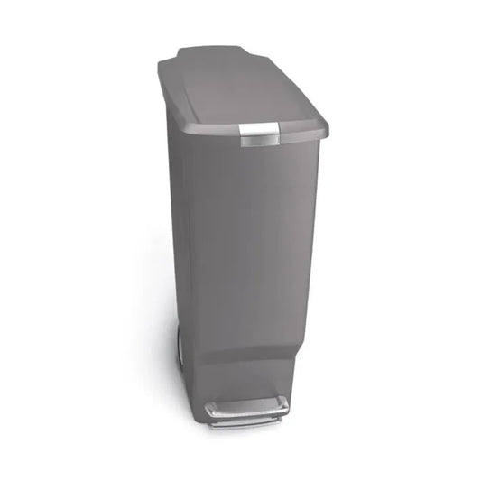 SLIM PEDAL BIN PLASTIC GREY 40L