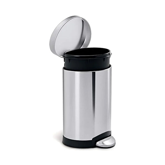 Semi Round Pedal Bin,FPP Brushed Steel With Colour Box,6L