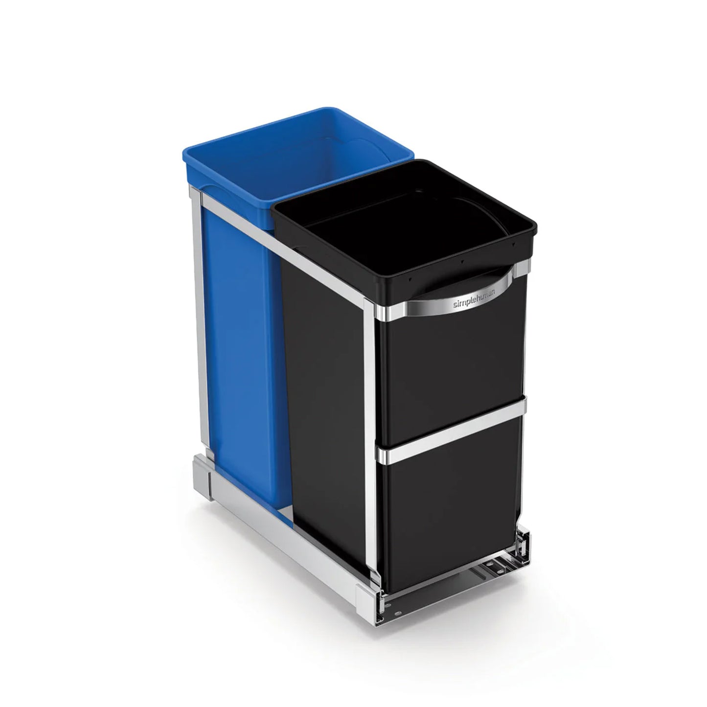 Pull Out Recycler Polished Steel with Plastic Buckets 20&15L SIMPLE HUMAN