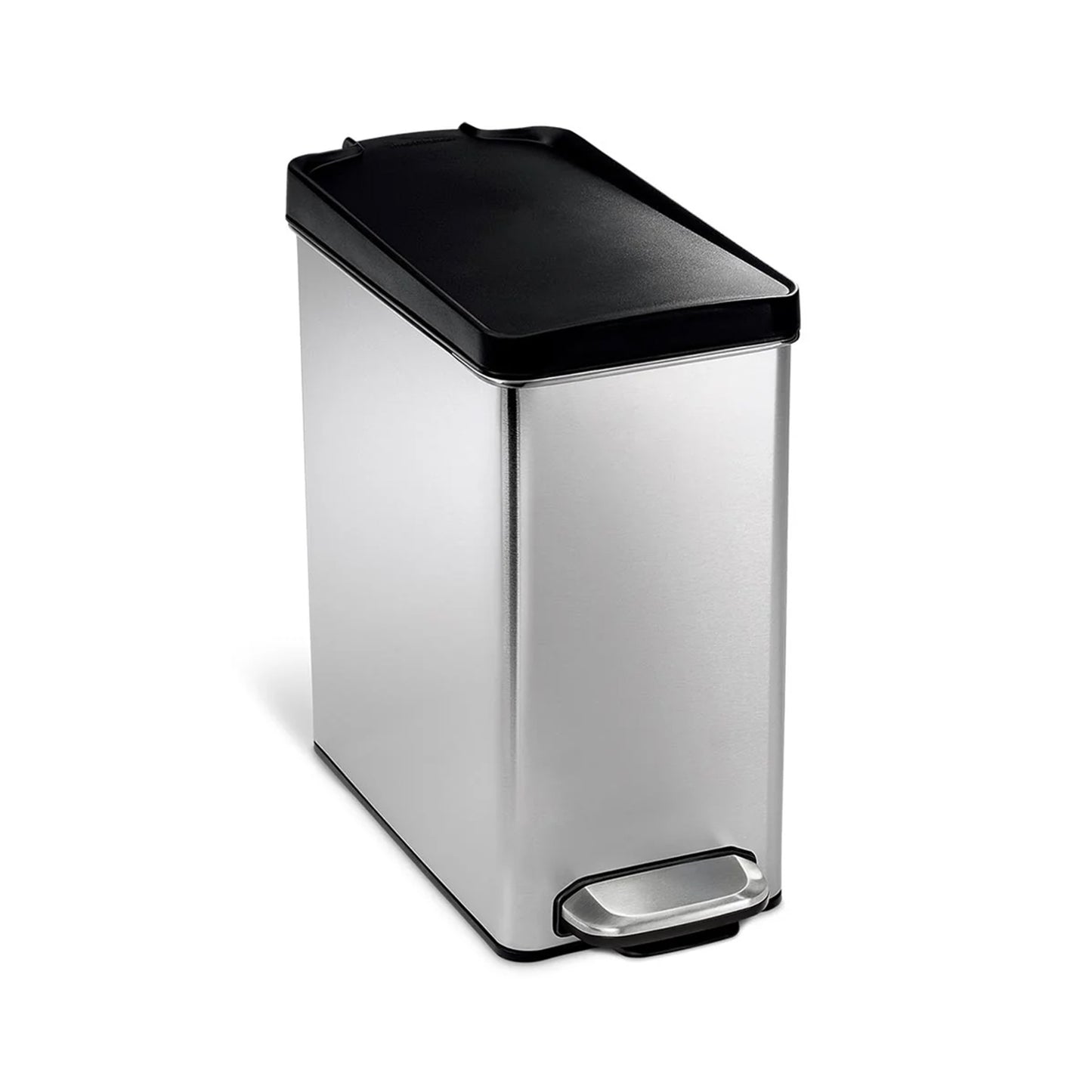 Profile Step Bin Brushed Stainless Steel Black Plastic Lid 10L SIMPLE HUMAN